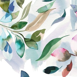 Botanical First day of summer Watercolor leaves botanical Jumbo Large