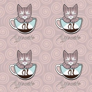 Affogato coffee cats on milky coffee swirls