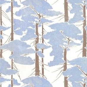 1915 Vintage Weathered Linen Forest Design 