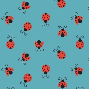 Ladybugs on Blue bright - 1 inch