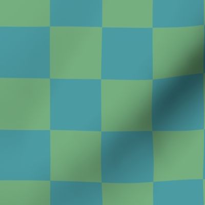 Blue Green Checkerboard bright - 2 inch