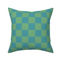 Blue Green Checkerboard bright - 2 inch