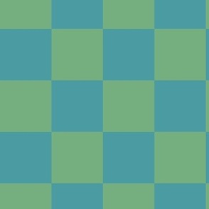 Blue Green Checkerboard bright - 2 inch