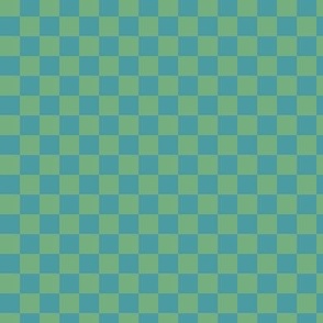 Blue Green Checkerboard bright - 1/2 inch