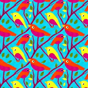 Colorful Birds in Branches