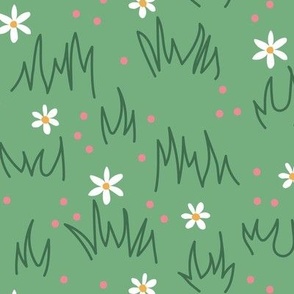 Green Grass and Daisies - 1 inch