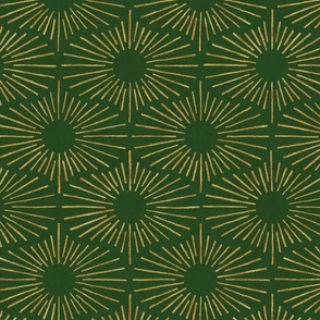 Art Deco Sunshine - New Gold on Emerald (Large Scale)