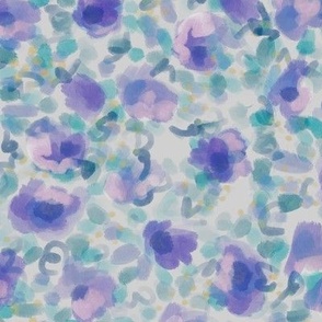 Watercolor Floral - Purples and Greens