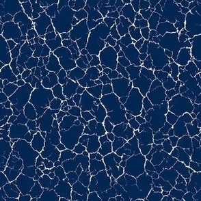 Kintsugi Cracks - Small Scale - Navy Blue and White - Dark Blue