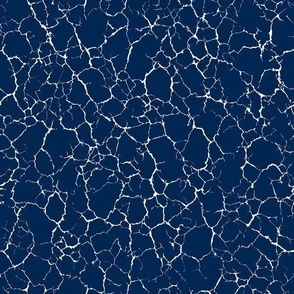 Kintsugi Cracks - Medium Scale - Navy Blue and White - Dark Blue