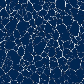 Kintsugi Cracks - Large Scale - Navy Blue and White - Dark Blue