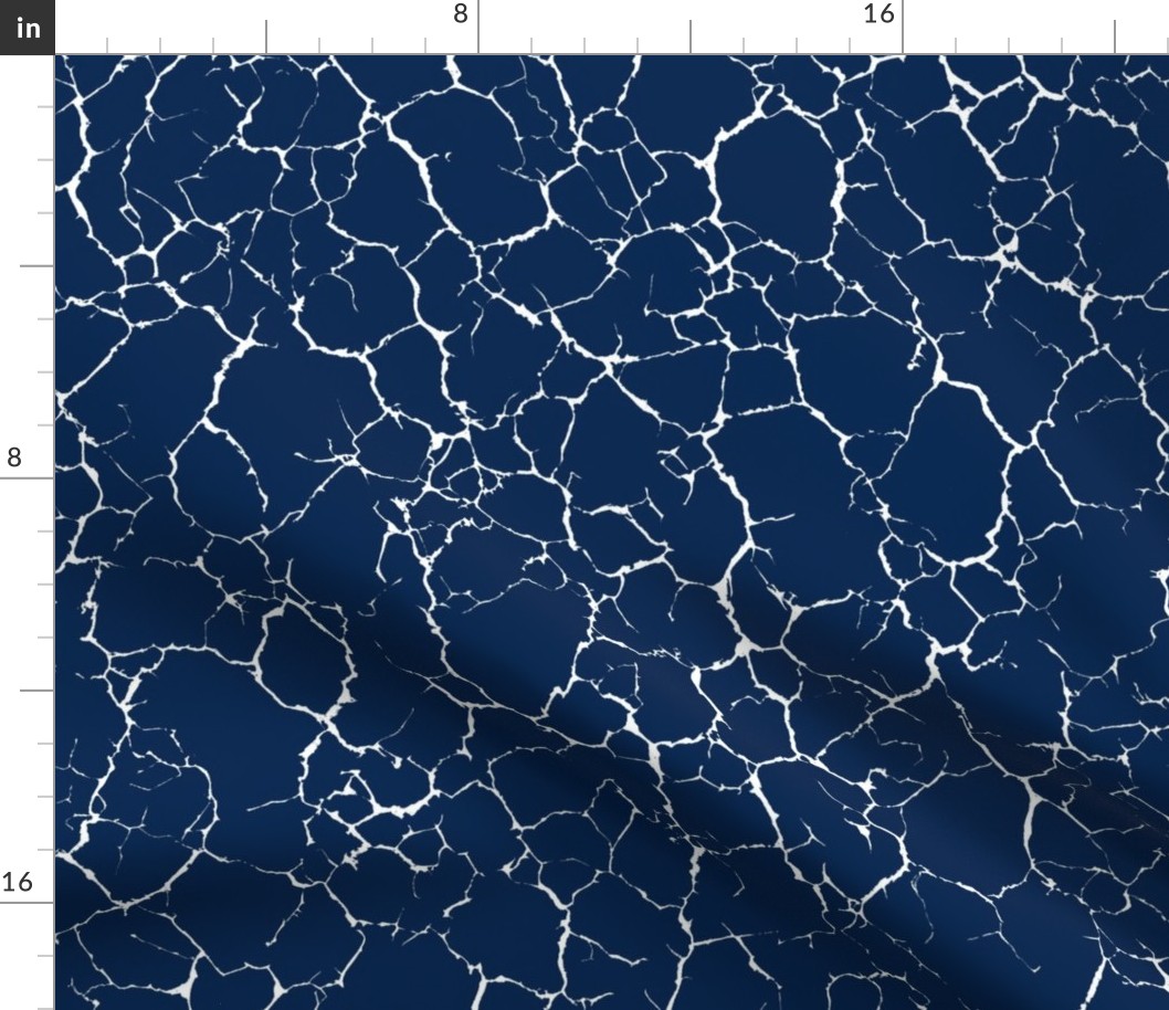 Kintsugi Cracks - Large Scale - Navy Blue and White - Dark Blue
