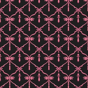 Chinoiserie Passementerie ogee small scale pink and charcoal