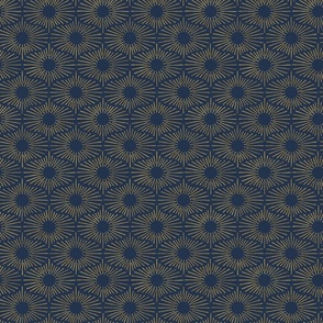 Art Deco Sunshine - New Gold on Dark Blue (Small Scale)