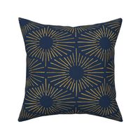 Art Deco Sunshine - New Gold on Dark Blue (Large Scale)