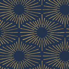 Art Deco Sunshine - New Gold on Dark Blue (Jumbo Scale)