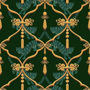 Chinoiserie tigers in Imperial jade. 
