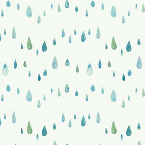 Watercolor Summer Rain Blue - Wavy - Pattern TIle
