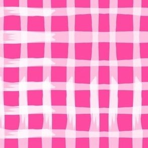 Painted Gingham in Fuschia / large scale