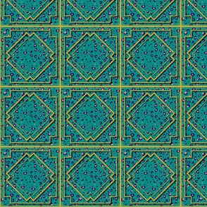 Art deco and leopard squares teal small