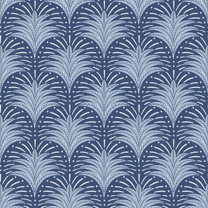 little palm fans/navy blue boho
