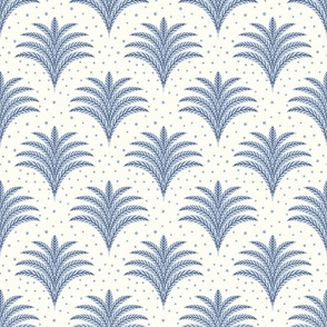 little palm fans/light blue with dotted background