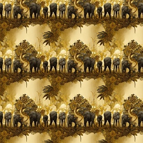 Wild Glamour, Gold Elephant Print, Animal Print, Jungle Print, Bold Print, Vibrant Colors, Luxury, Wildlife