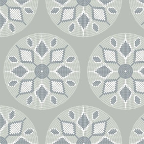 Boho tribal circles greenish gray | large