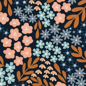 Meadow Wildflowers - Navy - Jumbo 19x19 Inch