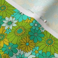 Retro Daisy Floral - Lime - Small