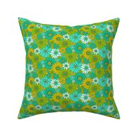 Retro Daisy Floral - Lime - Small