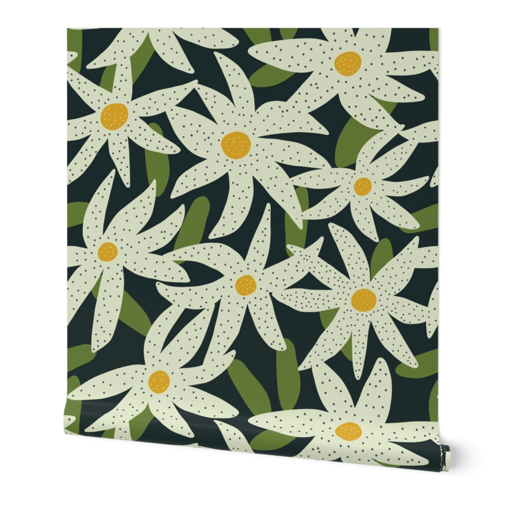 BIG BEIGE FREACKLED  FLOWER PATTERN/DARK BACKGROUND