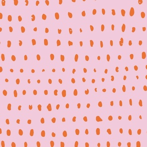 hand drawn dots/orange on pink/large scale