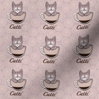 Sleepy catté cats on light coffee swirls