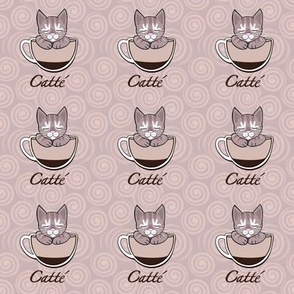 Sleepy catté cats on light coffee swirls