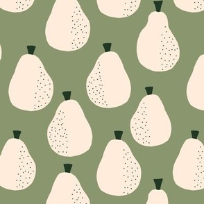 7"- PEAR FRUIT PATTERN/ GREEN & BEIGE