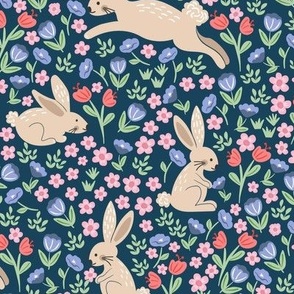 Spring Bunny Wildflower Meadow Floral 12in