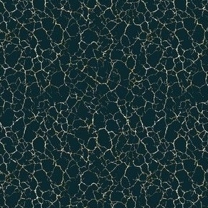 Kintsugi Cracks - Ditsy Scale - Dark Teal and Gold - Emerald Green