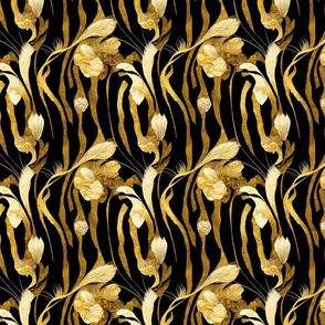 Wild Glamour, Gold Tiger Stripes, Animal Print, Jungle Print, Bold Print, Vibrant Colors, Luxury, Wildlife