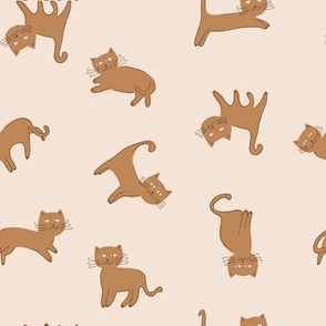 SCATTERED CAT PATTERN/ CAMEL & BEIGE