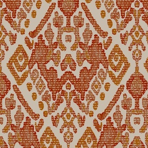 abstract kelim pattern with warm oranges on beige background - large scale
