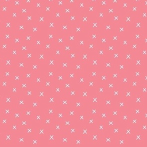 Pink and White Chicken Scratch X bright - 1/4 inch