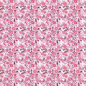 Boho Flowers - Small Scale - pink monochrome