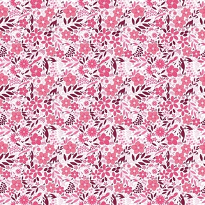 Boho Flowers - Medium Scale - pink monochrome