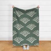 boho casual ikat fan - bold green - boho textured ikat style wallpaper and fabric