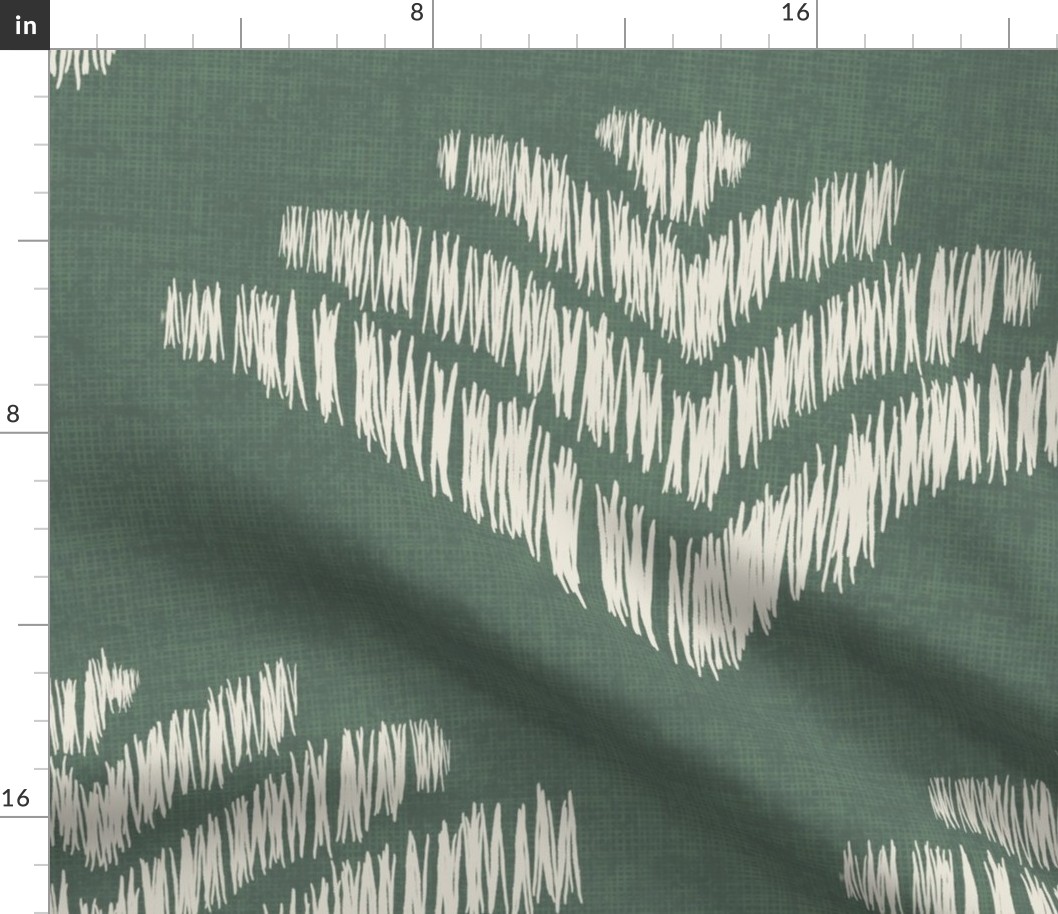 boho casual ikat fan - bold green - boho textured ikat style wallpaper and fabric