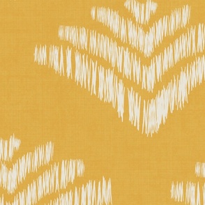 boho casual ikat fan - bold mustard yellow - boho textured ikat style wallpaper and fabric