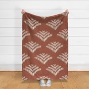 boho casual ikat fan - bold terracotta scallop - rust boho textured ikat style