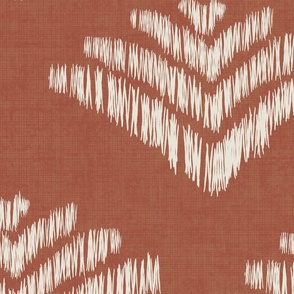 boho casual ikat fan - bold terracotta - boho textured ikat style wallpaper and fabric