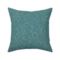 Kintsugi Cracks - Medium Scale - Teal and  Gold - Verdigris